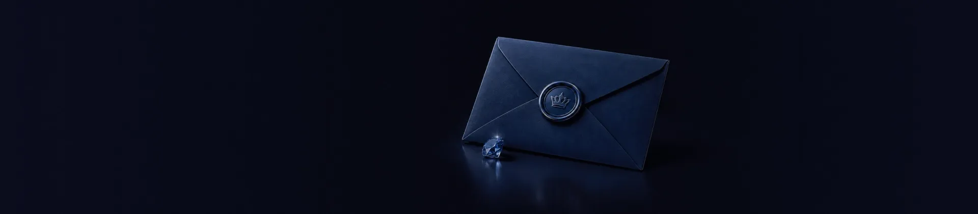 Crown Jewelz casino responsible gaming: dark blue sealed envelope with a crown emblem next to a sapphire
